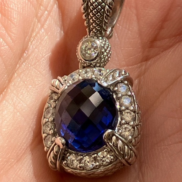 Judith Ripka Lab Created Sapphire Diamonique Sterling Silver Pendant Enhancer - Picture 3 of 5